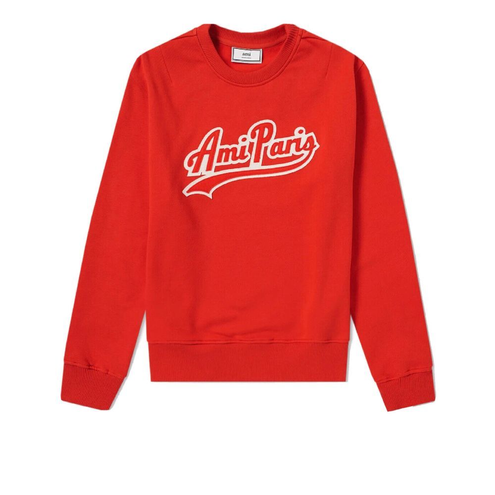 Ami Paris Alexandre Mattiussi Collegiate Logo Crewneck Sweatshirt in Red Sz Med